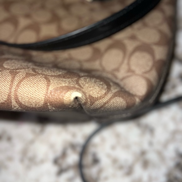 Authentic COACH Handbag Gallery Tote Signature Design Brown Black Zipper - Picture 12 of 16